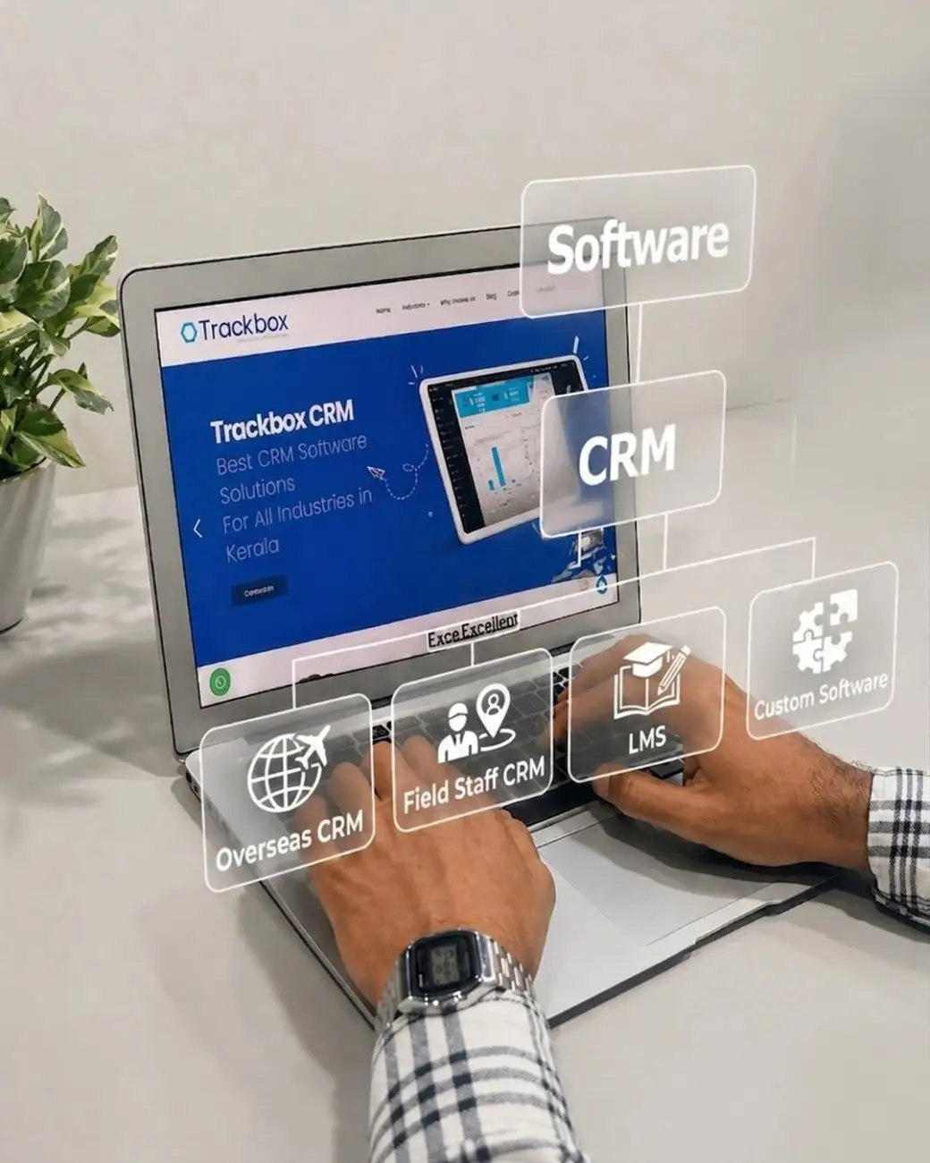 Top business automation services in Kochi featuring Trackbox CRM, LMS, field staff management, and custom software solutions