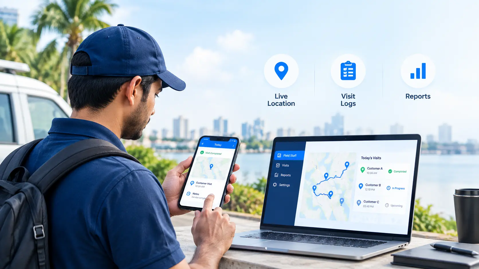 Field staff and service management software in Kochi, Kerala with real-time tracking and visit logs
